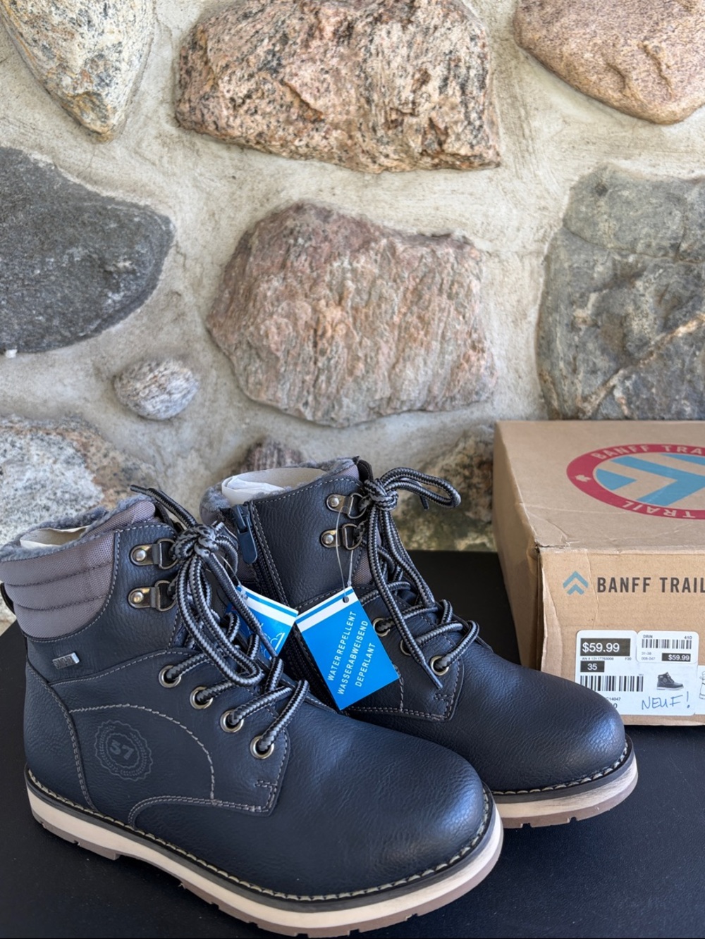 Kids' Black Lace-Up Winter Boots by